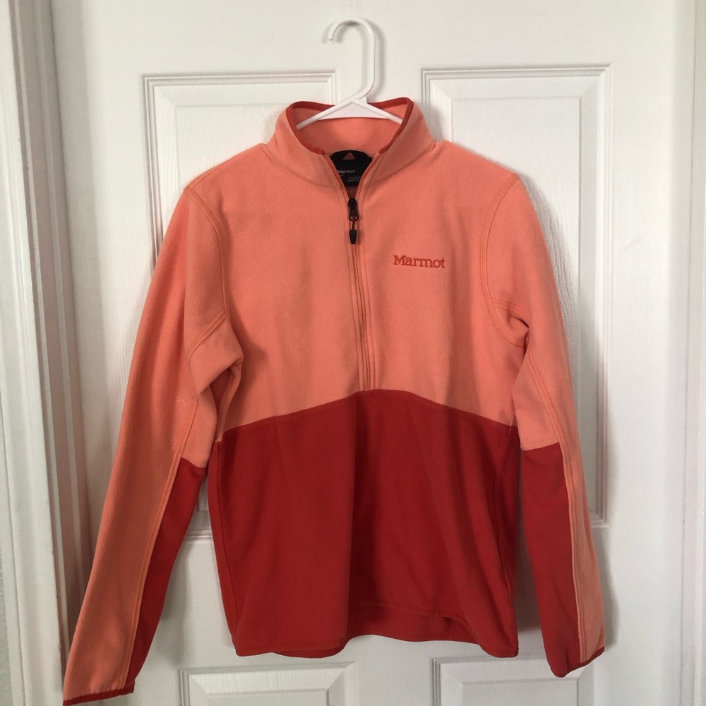 Marmot Women’s Two-Tone Coral & Dark Coral Half-Zip Fleece Pullover Never Worn